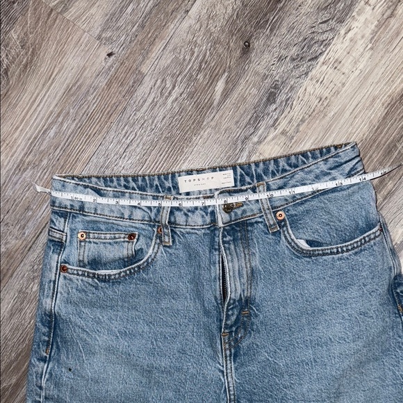 Top Shop Blue High-Waisted Straight Leg Jeans - Picture 4 of 7